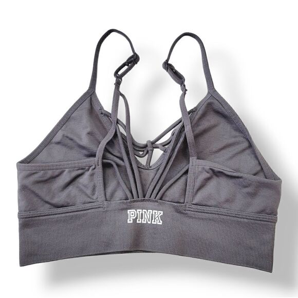 Victoria's Secret Pink Strappy Bralette Sports Bra in Gray Size Small - Picture 2 of 9